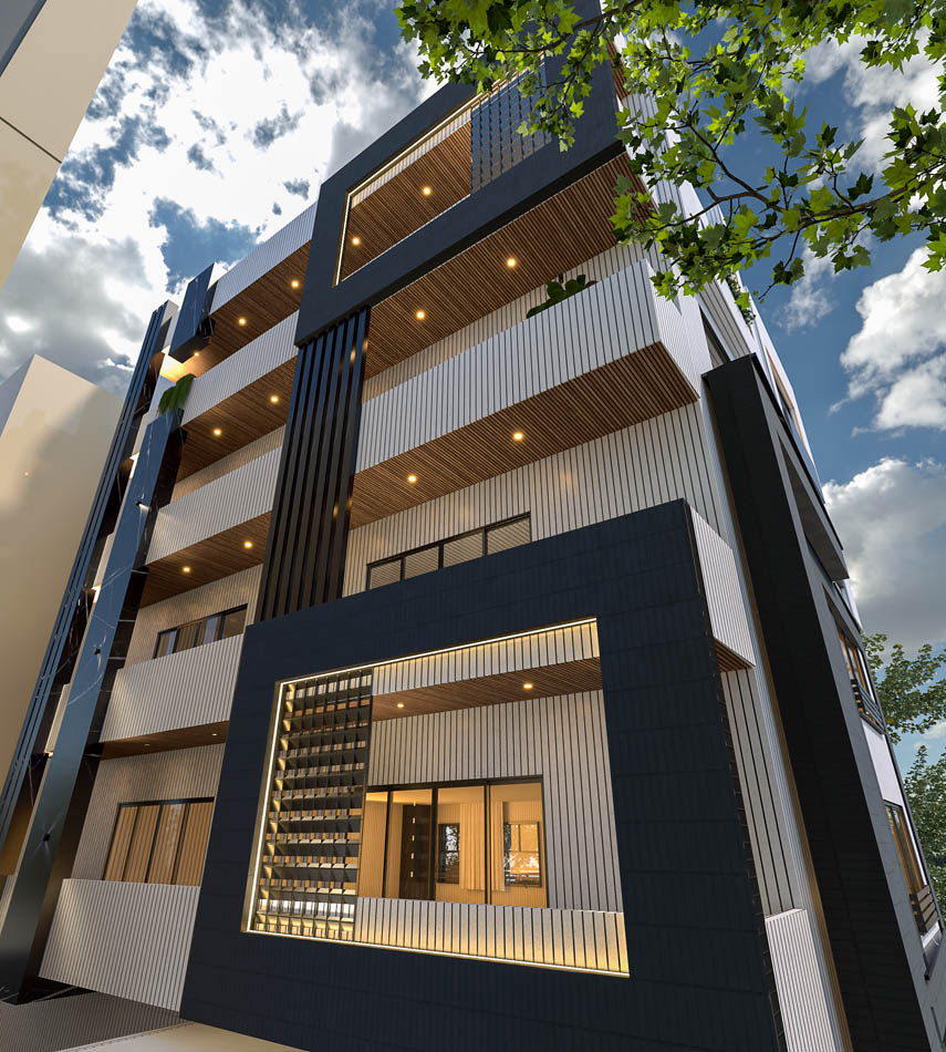 رندر های نمای قطعه 28 کوی استادان 3