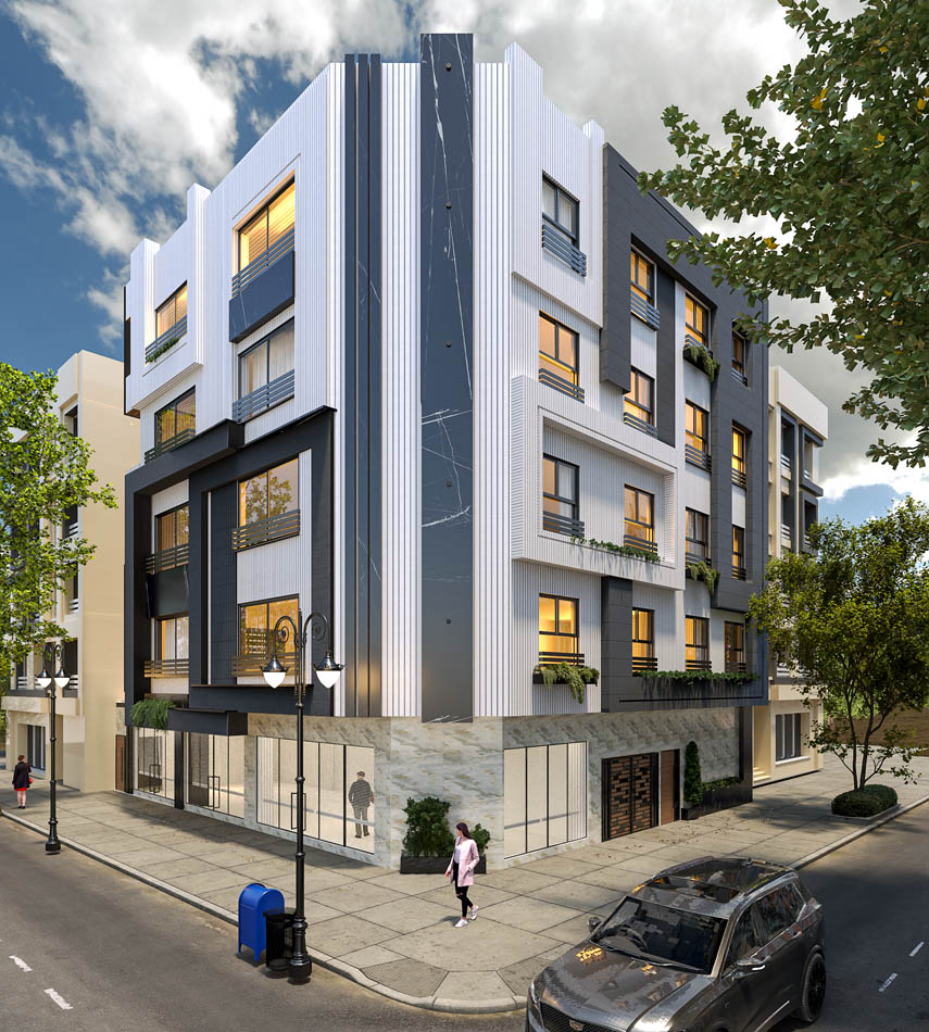 رندر های نمای قطعه 28 کوی استادان 3